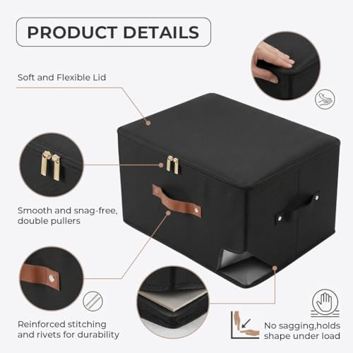 3 Pack Foldable Storage Bin with Lid (Black / M-15L)