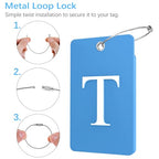 2 Pack Initial Luggage Tags for Suitcases Airplane Travel Essentials (Large T / Blue)