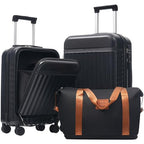 Luggage Sets Front Opening (2-piece Set / Black+bag)