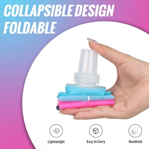 TPU Soft Flask Lightweight Portable Reusable Water Bottle (Blue-pink-500ML*2)