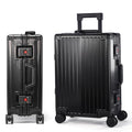 24Inch All Aluminum Check In Luggage Heavy Duty Hard Shell Suitcases with Spinner Wheels (Black / 24-Inch)