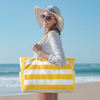 Beach Bags for Women Large Waterproof Beach Tote Bag Zipper Beach Bags Waterproof Sandproof Swim Pool Bag Large Tote (Yellow)