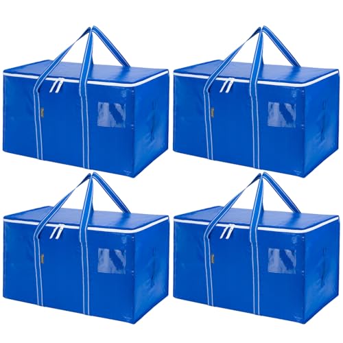 4 Pack Oversized Moving Bags with Reinforced Handles (Royal Blue / 4-Pack)
