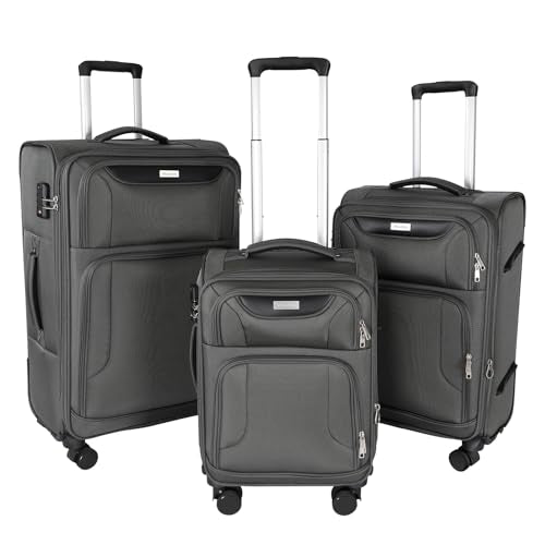 3 Piece Softside Expandable Luggage Set (Grey / 20in/24in/28in)