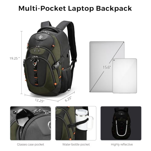 Design Travel Backpack for Men with USB Charging Port SD803 (Olive/Black / Standard)