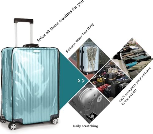 24 Inch Waterproof Clear Suitcase Cover (Black Trim-0.4mm / 24" Suitcase Cover.)