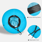 Ponytail Sun Bucket Hats for Women UV Protection Foldable Wide Brim (1-blue)