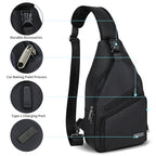Crossbody Sling Bag Men Women (Black Leather / Small)