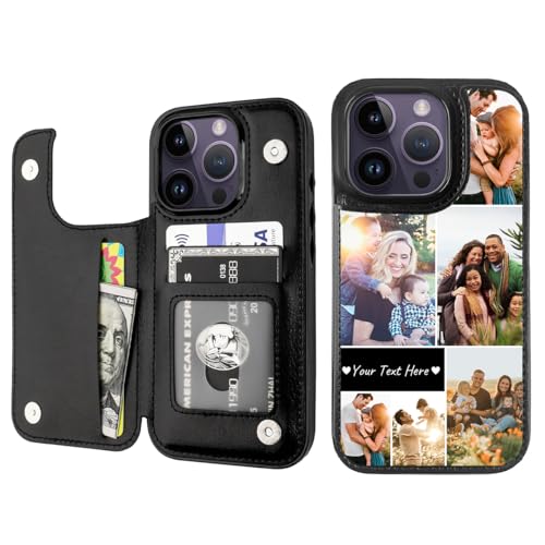 Custom Wallet Phone Case for iPhone 15 Pro (Black-D / iPhone 15 Pro)