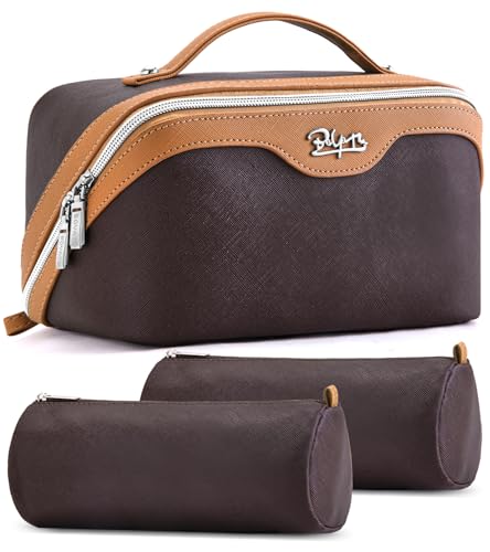 Travel Makeup Bag Organizer Cosmetic Bag (02-D-Brown)