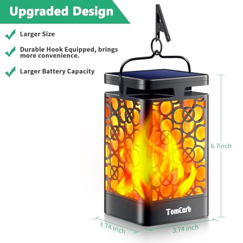 Solar Lanterns Outdoor (Flickering Flame / 4 Pack Black)