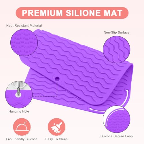 Plus Size Silicone Heat Resistant Mat for Hair Tools (Purple)