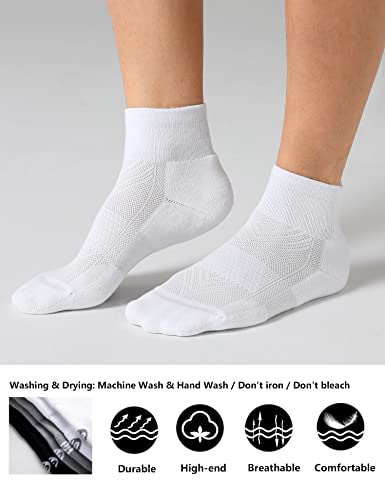 6 Pack Women's Ankle Socks with Cushion (Medium / White)