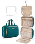 Toiletry Bag Hanging Travel Makeup Organizer with TSA Approved Transparent Cosmetic Bag Makeup Bag for Full Sized Toiletries (Sage Green / Medium)