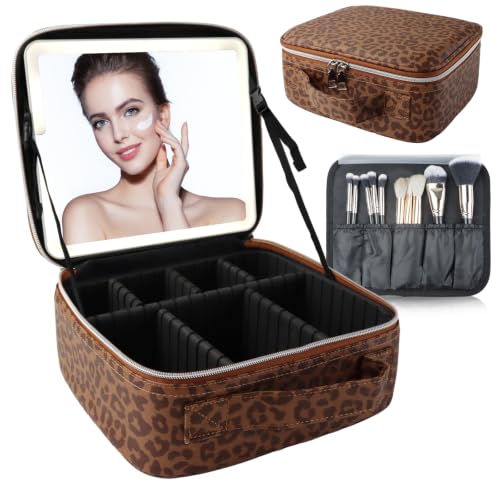 Makeup Bag with Led Mirror (Brown / with LED mirror)