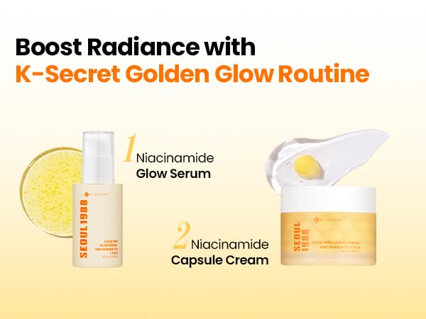 K-SECRET SEOUL 1988 Niacinamide Capsule Cream – Hydrating Face Moisturizer with 5% Niacinamide and Yuja | Vitamin C Capsule Cream for Dark Spots, Uneven Skin Tone | Korean Skincare, 50ml / 1.69 fl oz