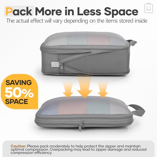 9 11 Set Compression Packing Cubes for Travel Essentials (Gray / 9 set)