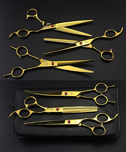 7" Dog Grooming Scissors Set with Rhinestone Accent (Gold)