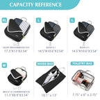 6 Piece Compression Packing Cubes with Shoe Bag (6-Black / 6 Set)
