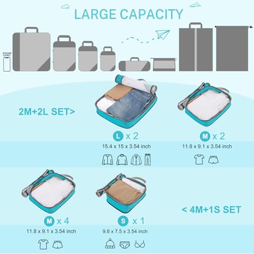 Compression Packing Cubes (Set of 5 / 5-Blue)