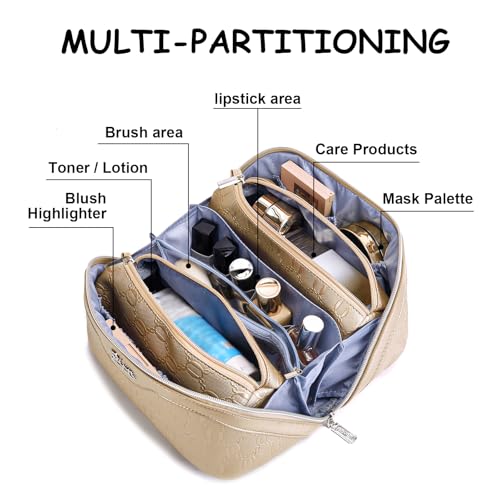 Travel Makeup Bag Cosmetic Bags for Women (G-5-Gold Yellow)