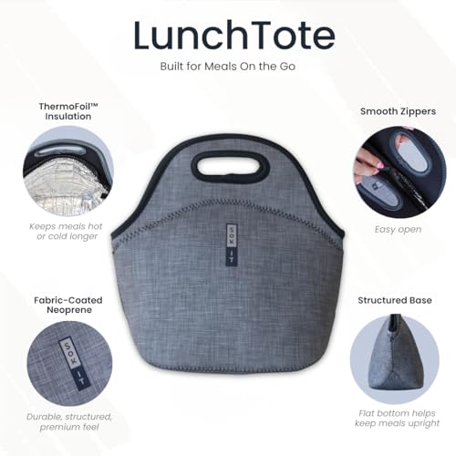 LunchTote Zippered Bag Insulated Neoprene Caddy (Millennial Pink / Large 4.5 Quart Lunch Tote)