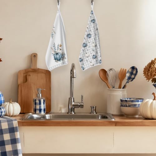 Fall Blue Pumpkin Kitchen Towels 4 PCS
