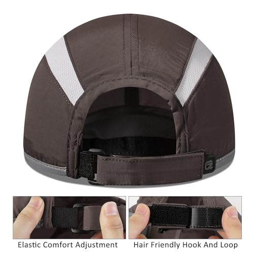 Baseball Cap Nylon Running Cap Outdoor Sports Hat for Men Women Adjustable Quick Drying Reflective Foldable UPF50+ Breath Mesh Water Repellency Race Performance Lightweight Coffee Brown (6 7/8-7 1/2 / Coffee Brown)