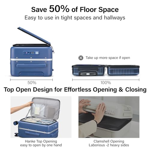 24 Inch Checked Luggage with Cup Holder and USB Ports (Interstellar Blue / 24 Inch)