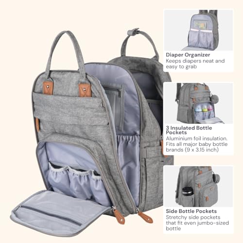Extra Large Diaper Bag Backpack (Light Gray)