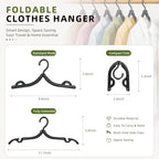 20 Pcs Foldable Plastic Travel Hangers (Black / 20 Pcs)