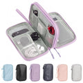 PU Leather Cable Organizer Double Layer Travel Pouch (Purple / M)