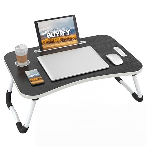 23" Foldable Lap Desk for Laptop Writing w (Black-gold)
