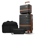 Luggage Sets with TSA Lock Hardside PC+ABS Carry On expandable Suitcase with Spinner Wheels Lightweight Rolling Travel Luggage Sets with YKK (Black / 4 piece sets（14/20/DB/TB）)
