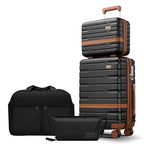 Luggage Sets with TSA Lock Hardside PC+ABS Carry On expandable Suitcase with Spinner Wheels Lightweight Rolling Travel Luggage Sets with YKK (Black / 4 piece sets（14/20/DB/TB）)