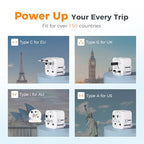 2 Pack Universal Travel Adapter (Gray-white)