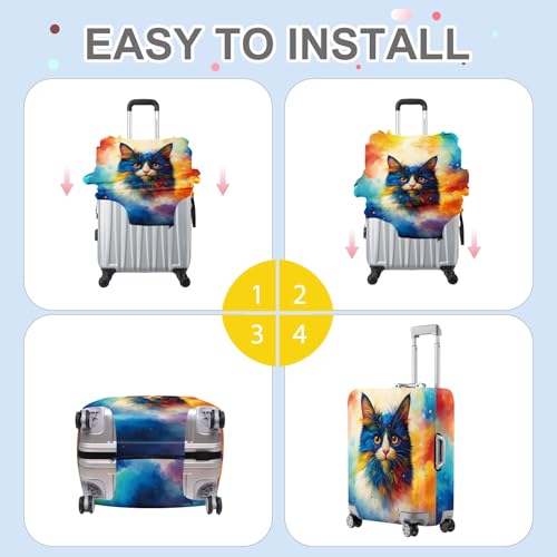 Colorful Cat Luggage Cover (#30 / M(fits 24-26Inch suitcase))
