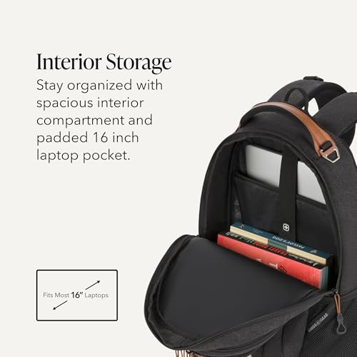 Cecil Laptop Backpack (18-Inch / Black Canvas/Brown)