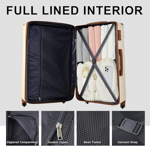 6 Piece Luggage Set (White Brown / 6-Piece Set)