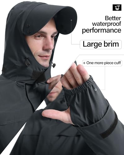 Rain Suit Waterproof Breathable Lightweight 2 (Small / Dark Grey)