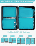 5 Piece Compression Packing Cubes with Laundry Bag (5-Blue / 5 Set)