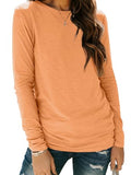 Long Sleeve Shirts for Women Casual Crewneck Tops Basic Tees (XX-Large / 01orange)