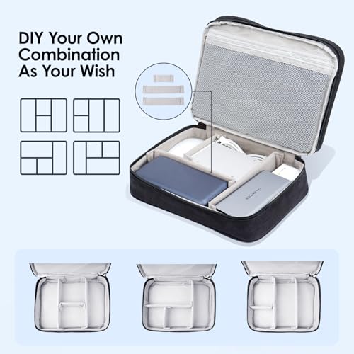 Double Layer Cable Organizer Bag Portable Travel Digital Storage (dark black)