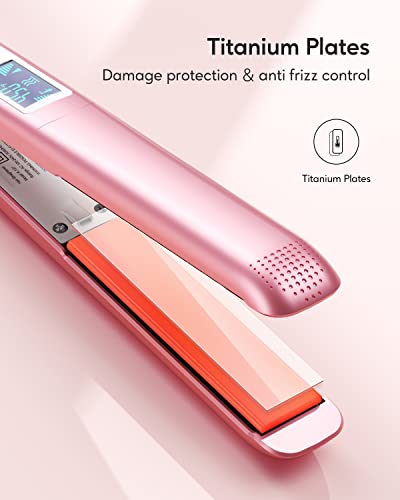 Salon Flat Iron Hair Straightener (1 inch / Bright Rose Gold)