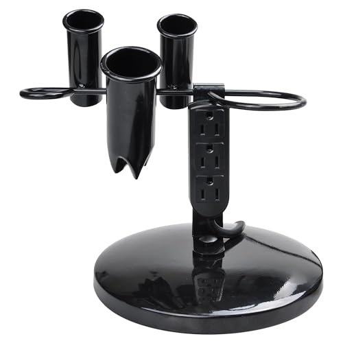 BYOOTIQUE 5 Hole Tabletop Blow Dryer Hair Iron Holder with 3 Outlets Salon (1 Count (Pack of 1))