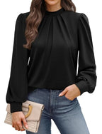 Long Sleeve Shirts for Women Fall Outfits for Women 2026 Business Casual Tops Blouses Dressy Casual Early Fall Fashion Boho Tops School Outfits for Teachers Old Money Clothes Trendy Black L (03 - Black / Large)