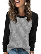 Womens Tops Long Sleeve Shirts Sweaters for Women Fall Teacher Outfits (Small / Black Grey)