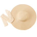 Wide Brim Sun Hat for Women Floppy Straw Hat Summer Beach Hats Fashionable Trendy Hats Sun Protection UPF 50+ (1 Pc：beige+white Dot Hat, 4.7" Brim)