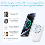 Magnetic Portable Charger with Apple (White)