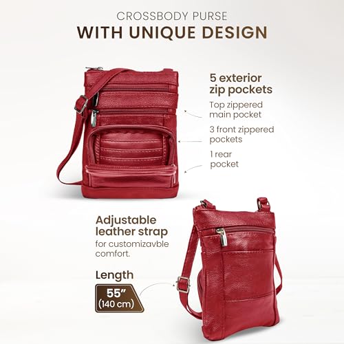 leather Crossbody Purses for Women (Plus / Red)